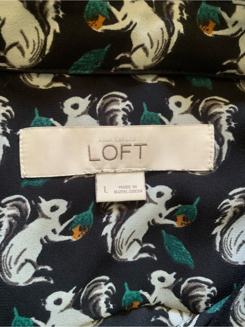 LOFT Navy Squirrel Button Down - Picture 6 of 7